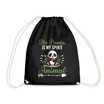 The panda is my spiritual animal panda bear - Drawstring Bag - black - Front