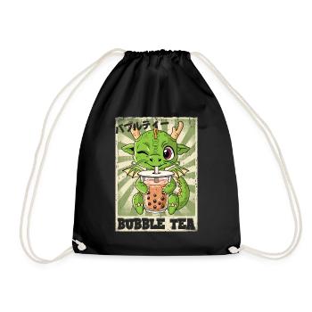 Boba Tea Drache Bubble Tea - Turnbeutel - Schwarz - Vorne