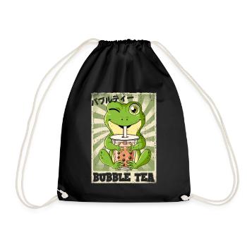 Boba Tea Frosch Bubble Tea - Turnbeutel - Schwarz - Vorne