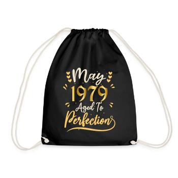 May 1979 May birthday May 1979 - Drawstring Bag - black - Front
