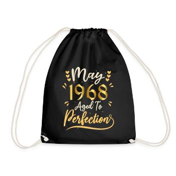 May 1968 May birthday May 1968 - Drawstring Bag - black - Front