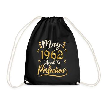 Mai 1962 Mai Geburtstag Mai 1962 - Turnbeutel - Schwarz - Vorne