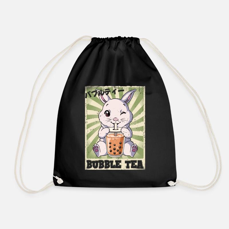 Boba Tea Hase Bubble Tea - Turnbeutel - Schwarz