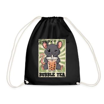 Boba Tea Ratte Bubble Tea - Turnbeutel - Schwarz - Vorne
