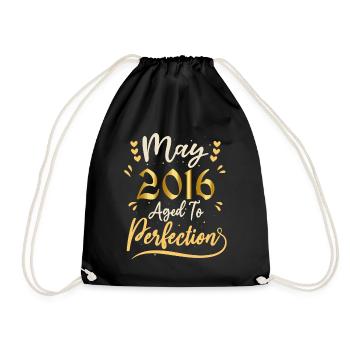 May 2016 May Anniversary May 2016 - Drawstring Bag - black - Front