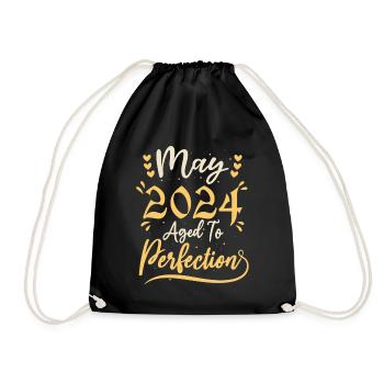 May 2024 May anniversary May 2024 - Drawstring Bag - black - Front