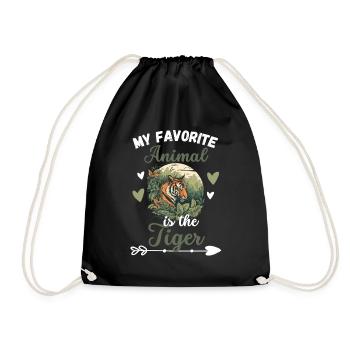 Tiger Geschenk Mein Lieblingstier ist der Tiger - Turnbeutel - Schwarz - Vorne