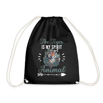 Predator Animal Lover Funny Gift Tiger - Drawstring Bag - black - Front
