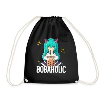 Bubble Tea Anime Neko Girl Boba Tea Bobaholic - Sac de sport léger - noir - Devant