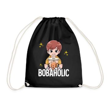 Bubble Tea Junge Boba Tea Bobaholic - Turnbeutel - Schwarz - Vorne