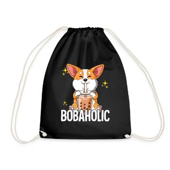 Bubble Tea Corgi Chien Boba Tea Bobaholic - Sac de sport léger - noir - Devant