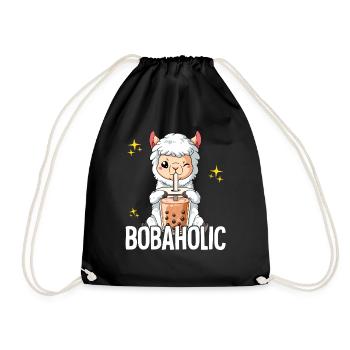 Bubble Tea Lama Boba Tea Bobaholic - Turnbeutel - Schwarz - Vorne