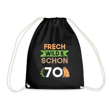 Geschenk 70 Jahre Geburtstag Affe - Turnbeutel - Schwarz - Vorne