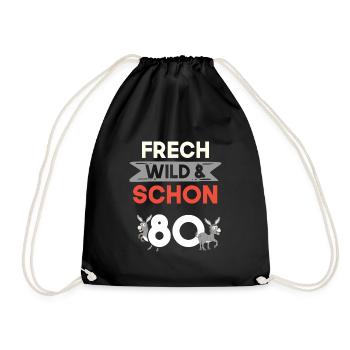 Geschenk 80 Jahre Geburtstag Esel - Turnbeutel - Schwarz - Vorne