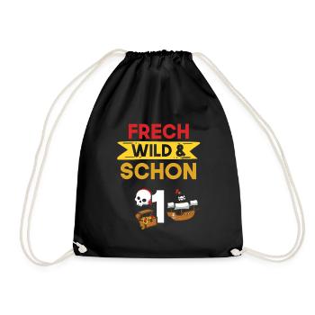 Geschenk 1 Jahr Geburtstag Pirat - Turnbeutel - Schwarz - Vorne