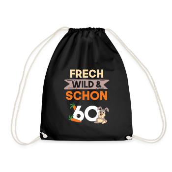 Geschenk 60 Jahre Geburtstag Hase Kaninchen - Turnbeutel - Schwarz - Vorne
