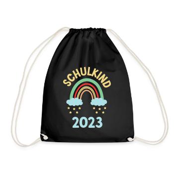 Schulanfang Regenbogen Erster Schultag 2023 - Turnbeutel - Schwarz - Vorne