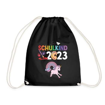 Einhorn Schulanfang Schulkind 2023 - Turnbeutel - Schwarz - Vorne