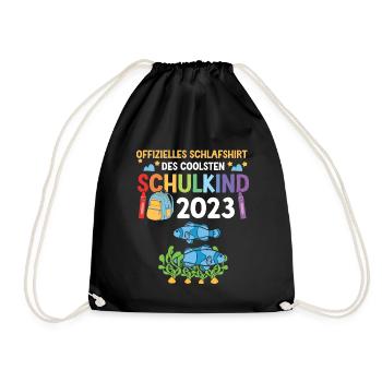 Fische Schulanfang Schulkind 2023 - Turnbeutel - Schwarz - Vorne