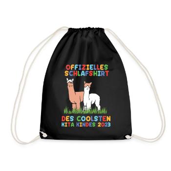Lama Alpaka Kita Kindergarten 2023 - Turnbeutel - Schwarz - Vorne