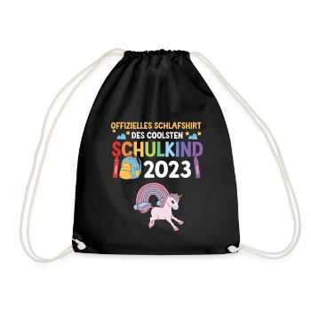 Einhorn Schulanfang Schulkind 2023 - Turnbeutel - Schwarz - Vorne