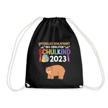 Bär Schulanfang Schulkind 2023 - Turnbeutel - Schwarz - Vorne