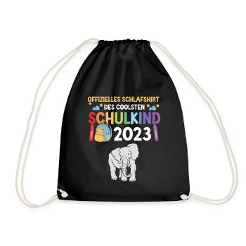 Elefant Schulanfang Schulkind 2023 - Turnbeutel - Schwarz - Vorne