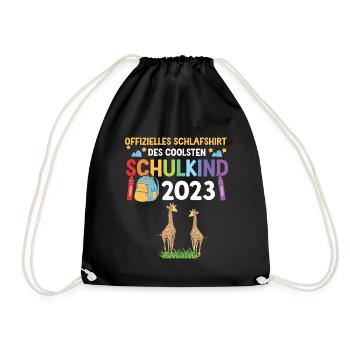 Giraffe Schulanfang Schulkind 2023 - Turnbeutel - Schwarz - Vorne