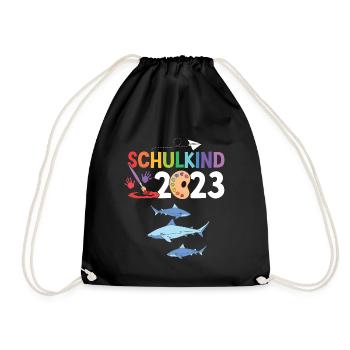 Hai Schulanfang Schulkind 2023 - Turnbeutel - Schwarz - Vorne