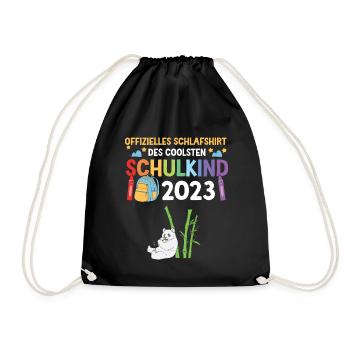 Panda Schulanfang Schulkind 2023 - Turnbeutel - Schwarz - Vorne