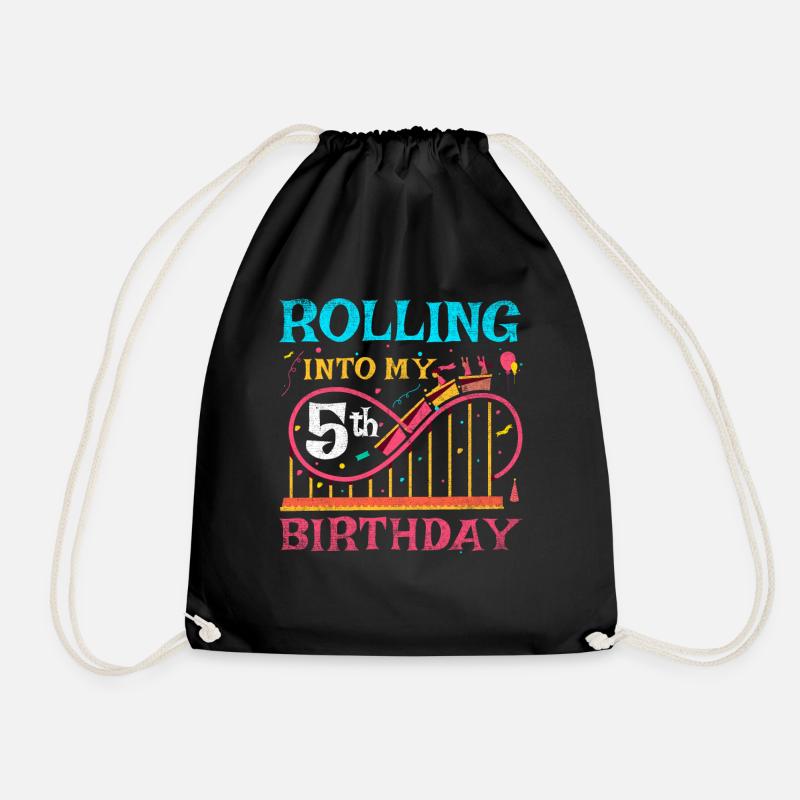 Roller Coaster Kid - Rolling Into My 5th Birthday - Turnbeutel - Schwarz