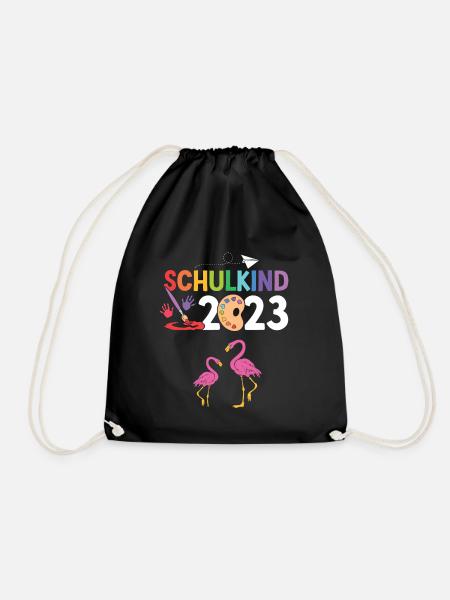 Flamingo Schulanfang Schulkind 2023 - Turnbeutel - Schwarz