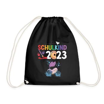 Meerjungfrau Schulanfang Schulkind 2023 - Turnbeutel - Schwarz - Vorne