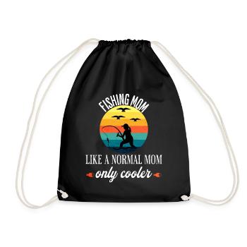 Fishing mom like a normal mom only cooler - Drawstring Bag - black - Front