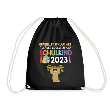 Faultier Schulanfang Schulkind 2023 - Turnbeutel - Schwarz - Vorne