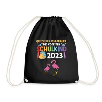 Flamingo Schulanfang Schulkind 2023 - Turnbeutel - Schwarz - Vorne