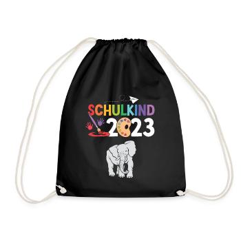 Elefant Schulanfang Schulkind 2023 - Turnbeutel - Schwarz - Vorne