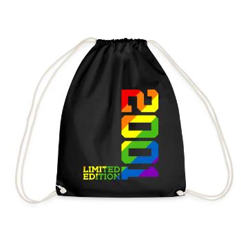 LGBTQ 2001 REGENBOGEN QUEER 24. GEBURTSTAG PRIDE - Turnbeutel - Schwarz - Vorne