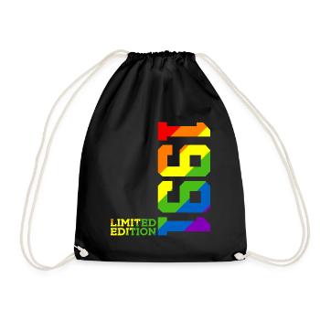 LGBTQ 1991 REGENBOGEN QUEER 35. GEBURTSTAG PRIDE - Turnbeutel - Schwarz - Vorne