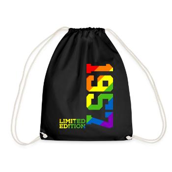 LGBTQ 1957 REGENBOGEN QUEER 69. GEBURTSTAG PRIDE - Turnbeutel - Schwarz - Vorne