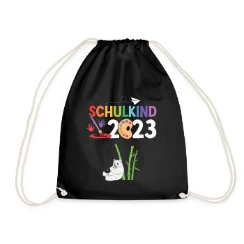 Panda Schulanfang Schulkind 2023 - Turnbeutel - Schwarz - Vorne