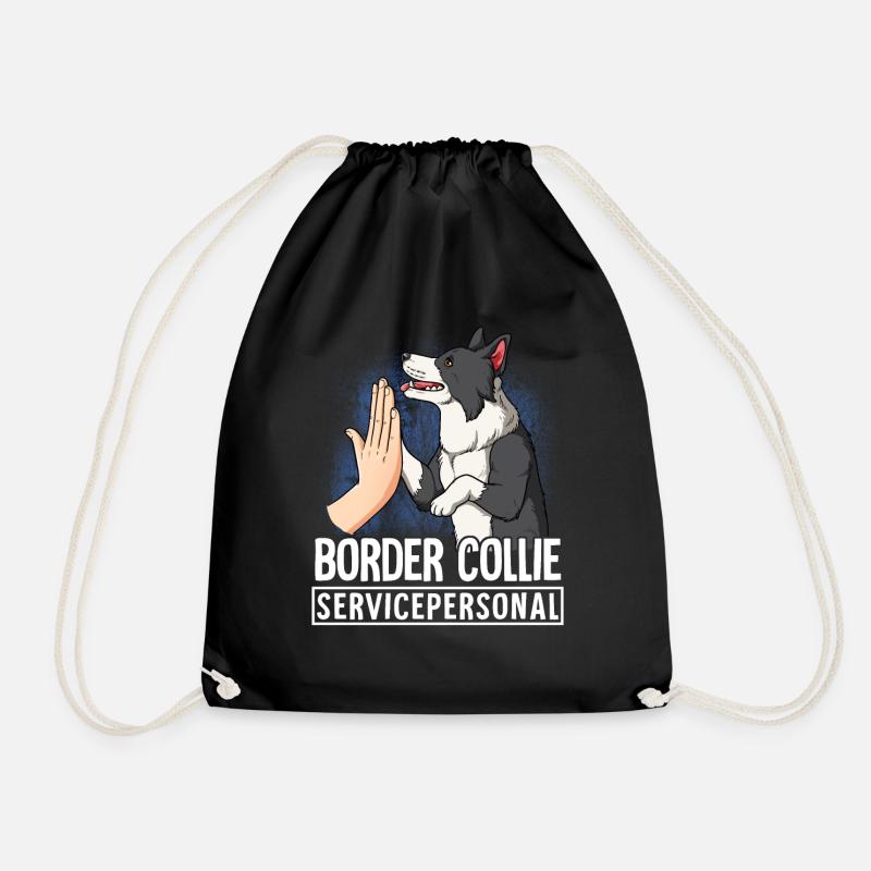Border Collie - Drawstring Bag - black
