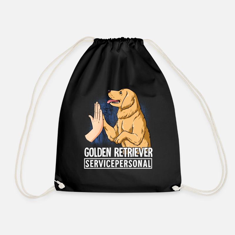 Golden Retriever - Drawstring Bag - black