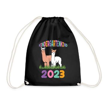 Lama Alpaka Kita Kindergarten 2023 - Turnbeutel - Schwarz - Vorne