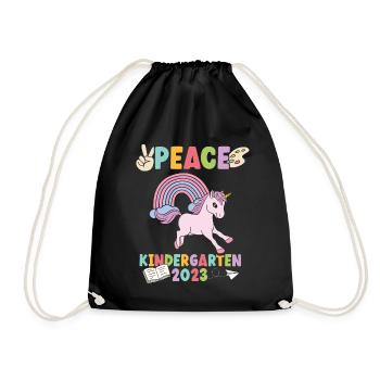 Einhorn Peace Kindergarten 2023 - Turnbeutel - Schwarz - Vorne