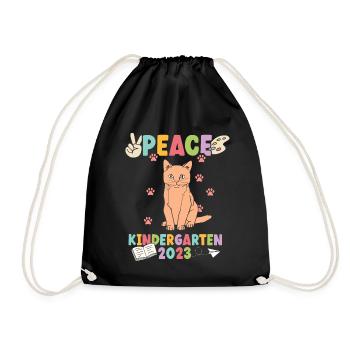 Katze Peace Kindergarten 2023 - Turnbeutel - Schwarz - Vorne