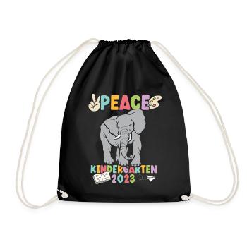 Elefant Peace Kindergarten 2023 - Turnbeutel - Schwarz - Vorne
