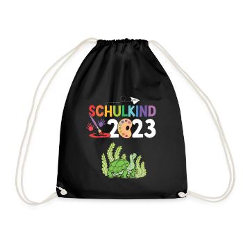 Schildkröte Schulanfang Schulkind 2023 - Turnbeutel - Schwarz - Vorne