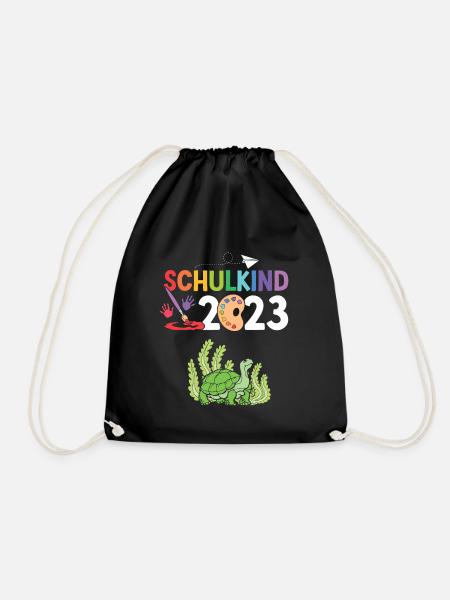 Schildkröte Schulanfang Schulkind 2023 - Turnbeutel - Schwarz