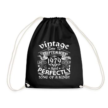 September 1979 | birthday 1979 born in September - Drawstring Bag - black - Front